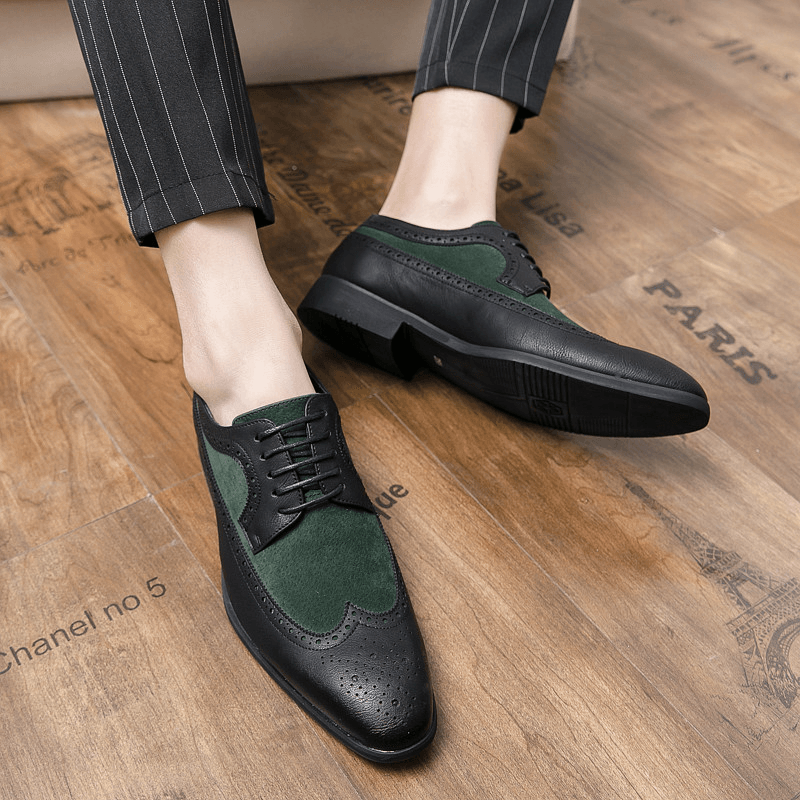 elvesmall Mencio Men Retro Large Size Lace-Up Pointed Toe Formal Dress Shoes