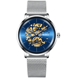 trendha BIDEN BD0052 Mesh Stainless Steel Band Automatic Mechanical Watch Business Style Men Watch