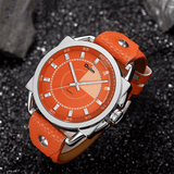 trendha Oulm Casual Fashion Luminous Large Dial PU Leather Strap Waterproof Men Quartz Watch Wristwatch