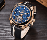 trendha LIGE 9921 Rectangle Dial Men Wrist Watch Calendar Luminous Display Automatic Mechanical Watch