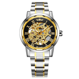 trendha Business Skeleton Dial Steel Band Waterproof Men Automatic Mechanical Watch Wristwatch