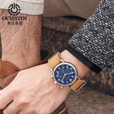 trendha OCHSTIN GQ081A Chronograph Casual Style Men Wrist Watch Genuine Leather Band Quartz Watch