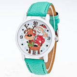 trendha Fashion Christmas Santa Claus Pattern Cute Watch Leather Strap Men Women Quartxz Watch