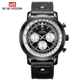 trendha VAVA VOOM VA-207 Business Large Dial Genuine Leather Strap Chronograph Waterproof Men Quartz Watch