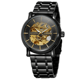 trendha Alloy Automatic Mechanical Watch Full Steel Fashion Hollow Business Men Watch