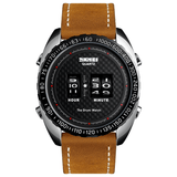 trendha SKMEI 1516 Business Style Creative Dial Quartz Watch Minute Hour Adjust Leather Strap Waterproof Men Watch