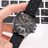 trendha Vintage with Calendar round Dial Breathable PU Leather Band Waterproof Men Quartz Watch