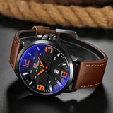 trendha VA VA VOOM VA-217 Fashion Men Watch Calendar Display 3ATM Waterproof Leather Strap Quartz Watch