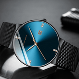 trendha HANNAH MARTIN HM901 Business Casual Diamond Stainless Steel Mesh Strap Date Display Waterproof Men Wrist Watch Quartz Watches