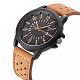 trendha Fashion Causal Creative Date Display Waterproof Leather Strap Men Quartz Watch