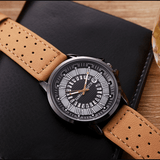 trendha Fashion Casual Roman Numerals Creative Dial Date Display Leather Strap Men Quartz Watch