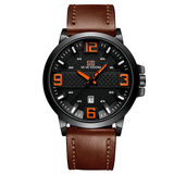 trendha VA VA VOOM VA-217 Fashion Men Watch Calendar Display 3ATM Waterproof Leather Strap Quartz Watch