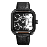 trendha Oulm Square with Calendar Dial PU Leather Strap 3ATM Waterproof Men Quartz Watch