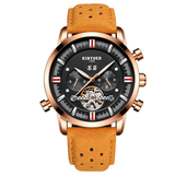 trendha KINYUED JYD-J019 Fashion Style Brathable Leather Strap Automatic Men Business Mechanical Watch