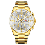 trendha MINI FOCUS MF0278G Royal Golden Stainless Steel Chronograph Business Quartz Watch Men Wristwatch