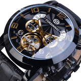 trendha Forsining GMT373 Fashion Men Automatic Watch Week Year Genuine Leather Strap Display Mechanical Watch