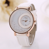 trendha Fashion Casual Women Watch Crystal Dial Leather Strap Female Quartz Watch