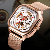 trendha SKMEI 9184 Fashion Men Automatic Watch Waterproof Hollow Art Stainless Steel Strap Mechanical Watch