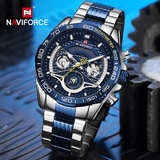 trendha NAVIFORCE 9185 Luminous Display Calendar Full Steel Quartz Watch Fashionable Waterproof Men Watches