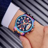 trendha MINI FOCUS MF0352G Multifunction Colorful Waterproof Quartz Watch Date Display Full Steel Men Watches