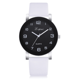 trendha LVPAI P383 Fashion Casual Simple Big Dial PU Leather Strap Women Quartz Watch