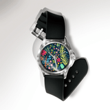 trendha MISS WHITE Casual Watercolor Leaf Bird Fruit Pattern Dial PVC Band Unisex Quartz Watch Wristwatch