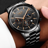 trendha LIGE 9877 Business Style Waterproof Men Wrist Watch Luminous Display Full Steel Quartz Watches