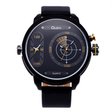 trendha OULM 3221B Dual Time Zone Big Dial Creative Watch Unique Design Men Quartz Watches