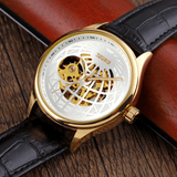 trendha SKMEI 9209 Luxurious Style Men Business Hollow Dial Leather Strap Fashion Automatic Mechanical Watch