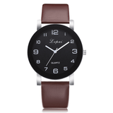 trendha LVPAI P383 Fashion Casual Simple Big Dial PU Leather Strap Women Quartz Watch