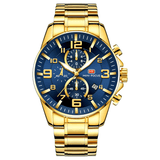 trendha MINI FOCUS MF0278G Royal Golden Stainless Steel Chronograph Business Quartz Watch Men Wristwatch