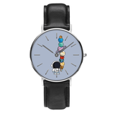 trendha Casual Style Men Watch Cartoon Astronaut Star Ice-Cream Print PU Leather Strap Clock Quartz Watches