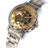 trendha Business Skeleton Dial Steel Band Waterproof Men Automatic Mechanical Watch Wristwatch