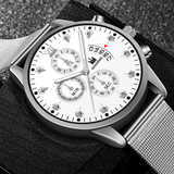 trendha Khorasan Fashion Business Decorated Pointer with Calendar Dial Alloy Mesh Band Men Quartz Watch Wristband