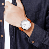 trendha SKMEI 1676 Fashion Men Watch Waterproof Leather Strap Simple Quartz Watch