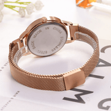 trendha KH019 Fashion Elegant 3D Flower Pattern Magnetic Buckle Milanese Mesh Steel Strap Ladies Wristwatches Quartz Watch