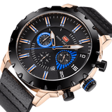 trendha MINI FOCUS MF0079G Multifunction Men Wrist Watch Chronograph Leather Band Quartz Watch