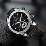 trendha Oulm HP3694 Fashion Business Men Watch Large Dial 3ATM Waterproof Leather Strap Male Quartz Watch