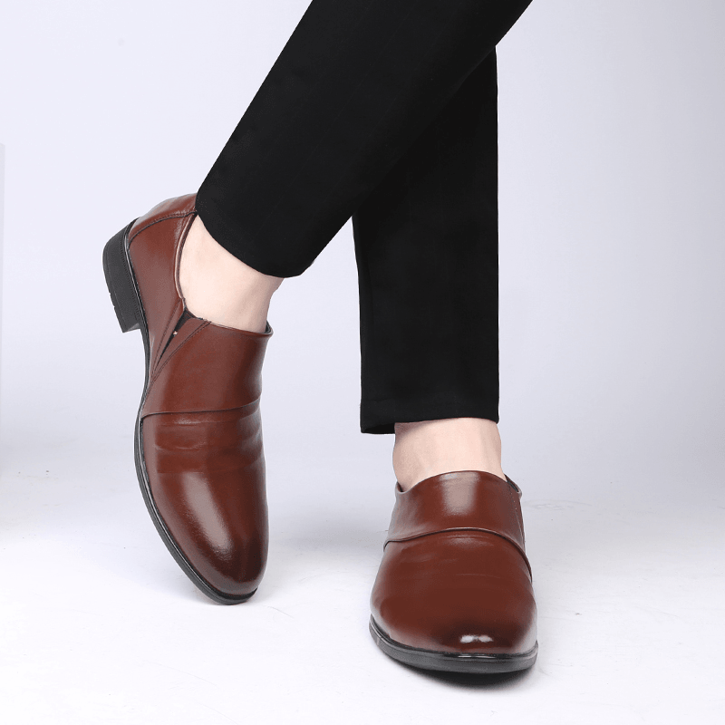 elvesmall Men Microfiber Non Slip Slip on Business Formal Shoes