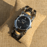 trendha Deffrun Vintage Multilayer Men Bracelet Watch Adjustable Band Alloy Case Dial Quartz Watch