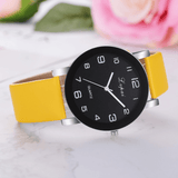 trendha LVPAI P383 Fashion Casual Simple Big Dial PU Leather Strap Women Quartz Watch