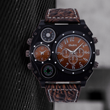 trendha Oulm HP1349 Men Watch Fashion Casual Large Dial Dual Time Zone Luminous Outdoor Male Quartz Watch
