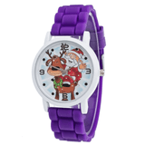 trendha Cartoon Santa Claus and Reindeer Pattern Silicone Strap Watch Cute Kid Watch Fashion Children Quartz Watch