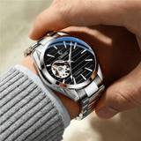 trendha CHENXI 8806 Fashion Men Automatic Watch Hollow Dial Luminous Display Stainless Steel Strap Waterproof Simple Mechanical Watch