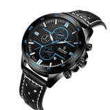 trendha SENORS SN007 Multi-Functional Chronograph Calendar Fashion Waterproof Genuine Leather Strap Men Quartz Watch