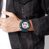 trendha SKMEI 1557 Dual Time Display Sport Men Wrist Watch PU Leather Band Quartz Watch