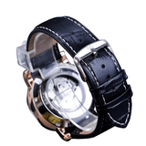 trendha Forsining GMT1164 Fashion Men Ultra-Thin Analog Genuine Leather Strap Automatic Mechanical Watch