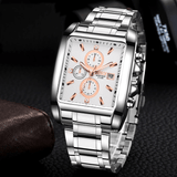 trendha Casual Plastic Luminous Waterproof Wristwatchstainless Steel Date Watch Square Watch