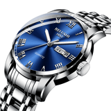 trendha BELUSHI 556 Full Steel Band Business Style Calendar Quartz Watch Waterproof Luminous Display Men Watch