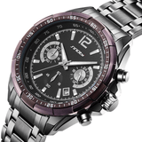 trendha SINOBI 9696 Waterproof Calendar Men Watch Full Steel Luminous Display Quartz Watch